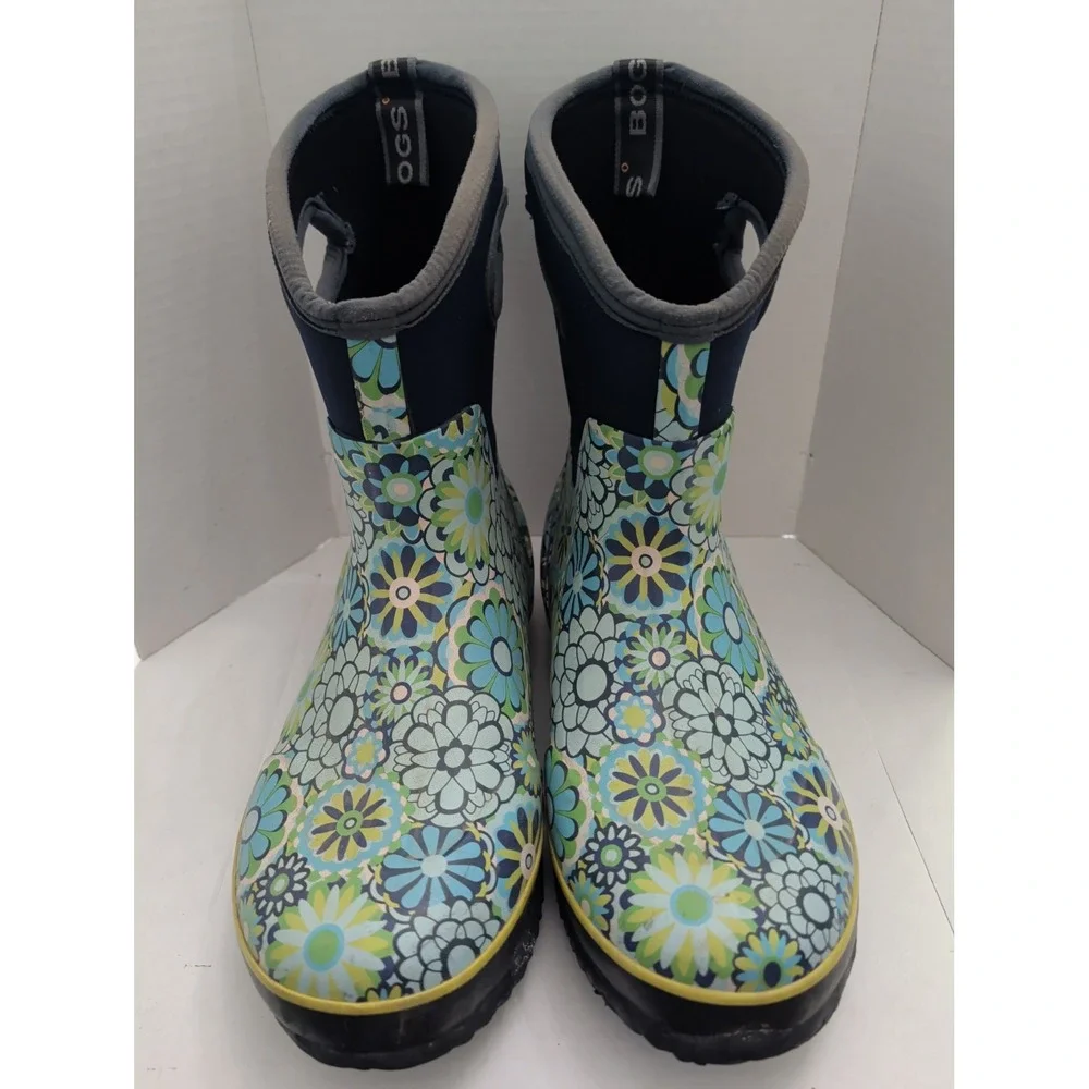 Bogs Classic Mid Ambrosia Retro 70s Daisy Floral Boots Women Sz 11 Barn Chore